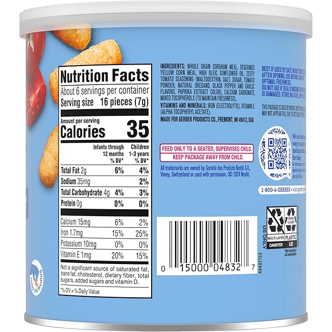 Gerber Lil Crunchies Variety Pack, 2 Garden Tomato, 2 Apple Sweet Potato, 2 Mild Cheddar, 1.48 OZ each (6 CT)