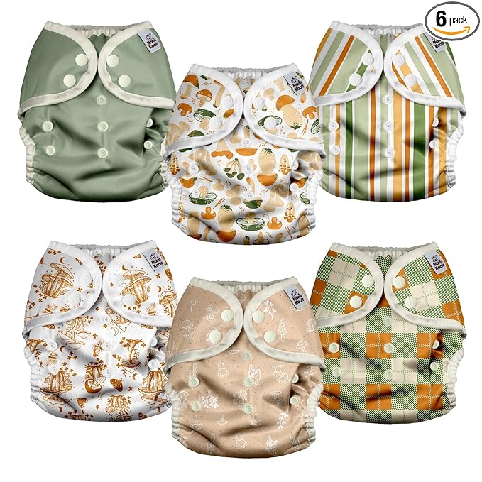 Mama Koala Reusable Adjustable Cloth Diaper Covers with Double Gusset for Girls and Boys, Snap Closure, Size M (Vibrant Mush-M)