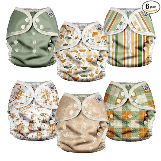 Mama Koala Reusable Adjustable Cloth Diaper Covers with Double Gusset for Girls and Boys, Snap Closure, Size M (Vibrant Mush-M)