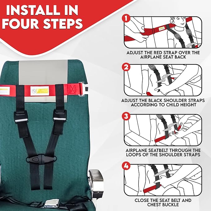 Child Airplane Safety Travel Harness, Upgraded with Metal Buckle, The Safety Restraint System Will Protect Your Child from the unsuspected. - Airplane Kid Travel Accessories for Aviation Travel Use
