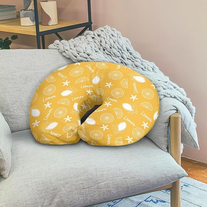 Orange Nursing Pillow Cover，Ultra Soft and Cozy Nursing Pillow Slipcovers for Breastfeeding and Bottle Feeding, Snug Fits for Bopy Pillow, Choice for Mom Lemon Print(Cover Only)