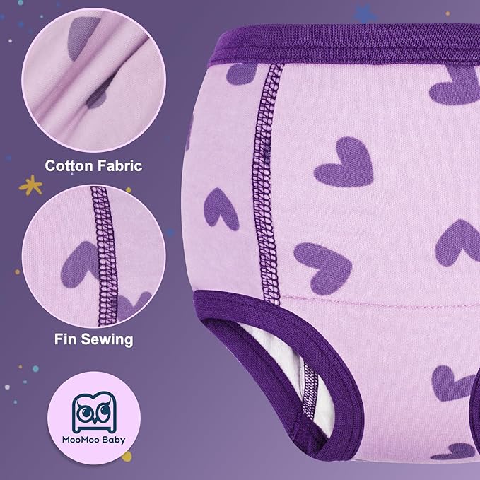 MooMoo Baby Absorbent Potty Training Underwear 4 Packs Cotton Training Pants for 5T