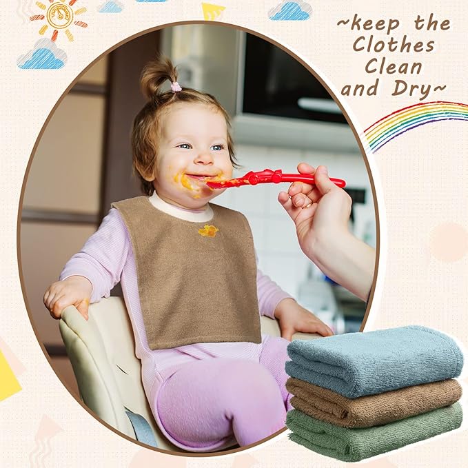 Foaincore 6 Pcs Pullover Baby Bibs Cotton Terry Toddler Absorbent Infant for Feeding and Drooling Towel Bib (Fresh Color)