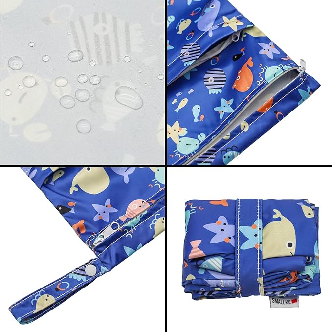 Wet Bag,2 pcs Baby Wet Dry Cloth Diaper Bags,Washable, Reusable for Travel, Stroller, Pool,Beach, Wet Swimsuits,Dirty Gym Clothes, Toiletries, Toys,Mommy Bag (Color 23)