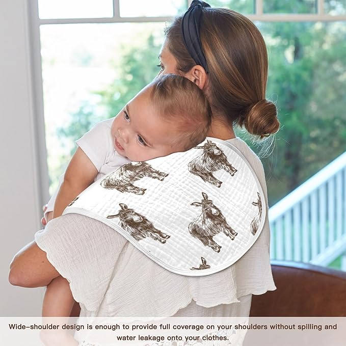 Donkey Vintage Burp Cloths Baby Boys Girls Absorbent Soft Cotton Burping Cloths Rags, 2 Pack