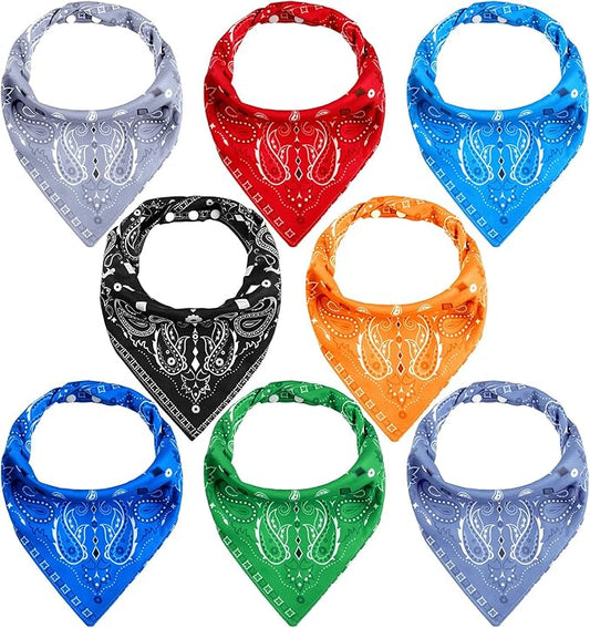 Jiuguva 8 Pack Adults Drool Bandana Bibs Paisley Large Soft Neutral Bibs Absorbent Bandana Set for Special Needs Men Women Elderly 8 Colors
