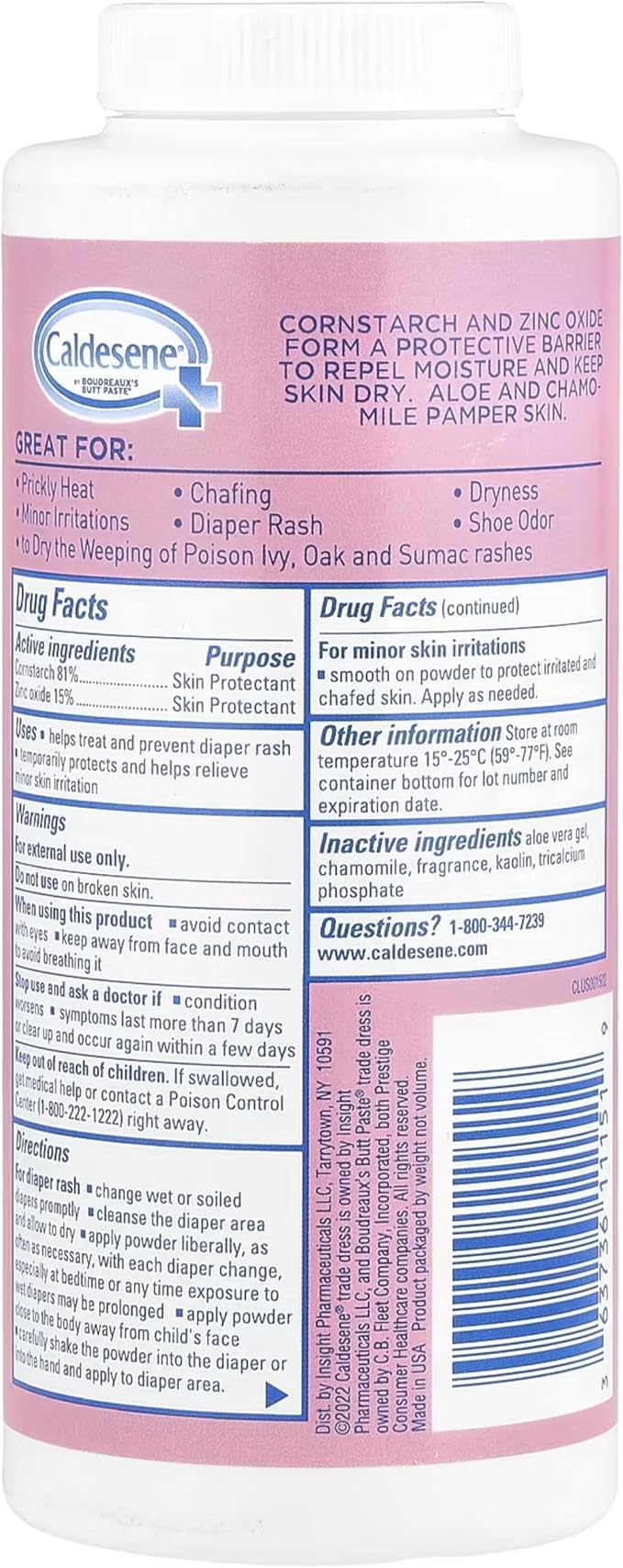 Caldesene Medicated Protecting Body Powder with Zinc Oxide and Cornstarch, Talc Free, 5 Oz (Pack of 2)