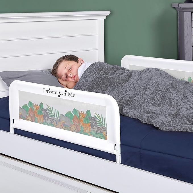 Dream On Me Lightweight Mesh Security Adjustable Bed Rail Double Pack with Breathable Mesh Fabric in Jungle Print, 2 Count (Pack of 1)