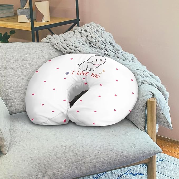 Cartoon Dog and Love Heart Nursing Pillow Cover for Baby Boy Girl Slipcover for Breastfeeding Pillows, Soft and Stretchy Safely Breastfeeding Pillow Cover