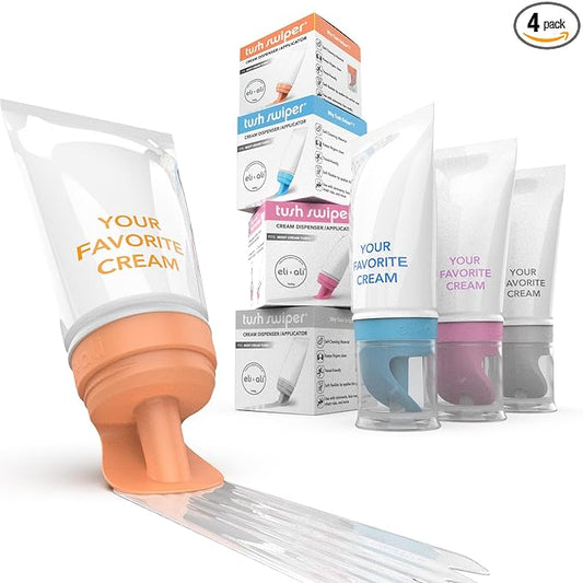 Eli & Ali Tush Swiper - Diaper Rash Cream & Butt Paste Applicator - Universal Fit for Most Diaper Creams | Mess-Free & Hygienic Alternative to Cream Spatula - Carry Less Baby Gear - Variety, 4 Pack