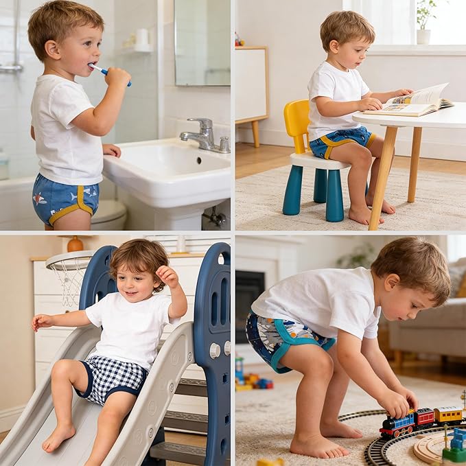 BIG ELEPHANT Random Color Toddler Training Pants 6 Pack, Potty Training Underwear for Boys and Girls