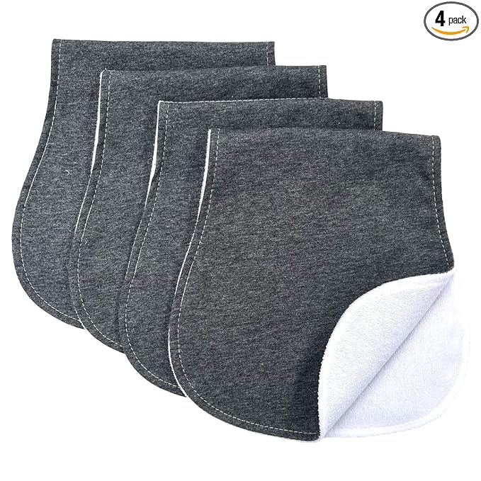 Baby Burp Cloths Baby Burp Set Curved Absorbent and Soft Valuable 4 Pack (Flecked Grey)