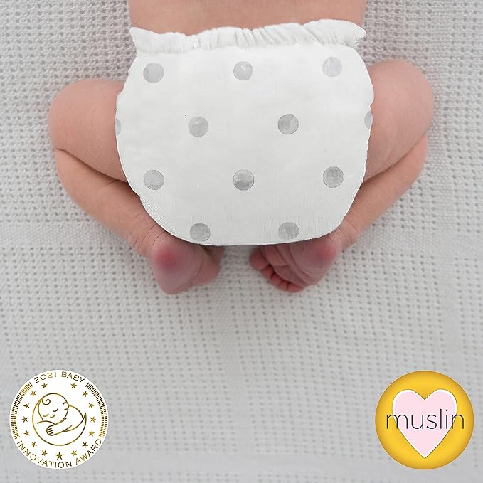 Amazing Baby Hybrid Cloth Diaper Cover with Pocket-Sling, Newborn, Sz 1 (5-10 lbs), Use with Boosties Inserts, Gray Watercolor Dots, SmartNappy Set includes Muslin Cover + Bi-fold Insert + Booster Pad