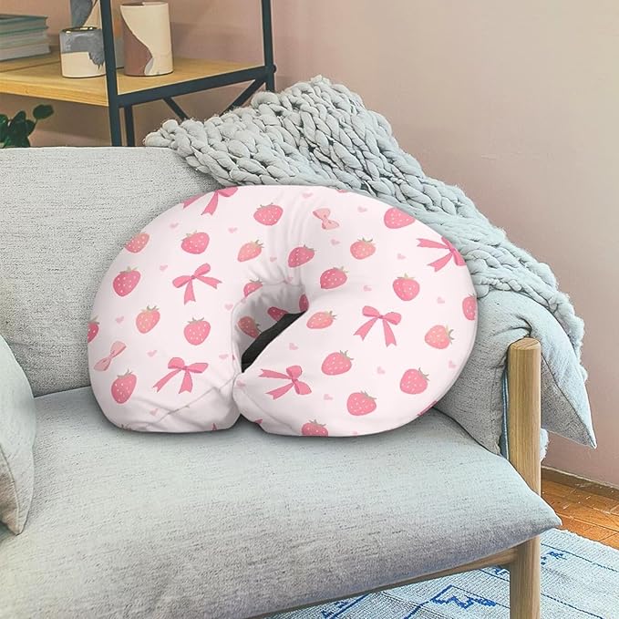 Pink Strawberry and Bow Tie Nursing Pillowcase Nursing Pillow Cover Cuddle Pillow Slipcover Detachable Nursing Pillow Protective Baby Feeding Baby Essentials