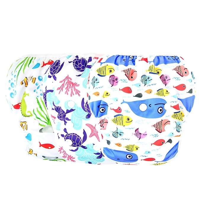 Langsprit 3 Pack Swim Diaper for Baby & Toddle,Reuseable Washable Diaper Swim for Swimming Lesson & Baby Shower Gifts