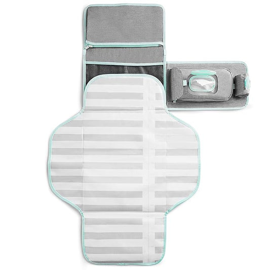 Munchkin Portable Changing Pad – Lightweight and Compact Baby Diaper Changing Mat with Silver-Ion Technology, Includes 12 Diaper Disposal Bags, Grey