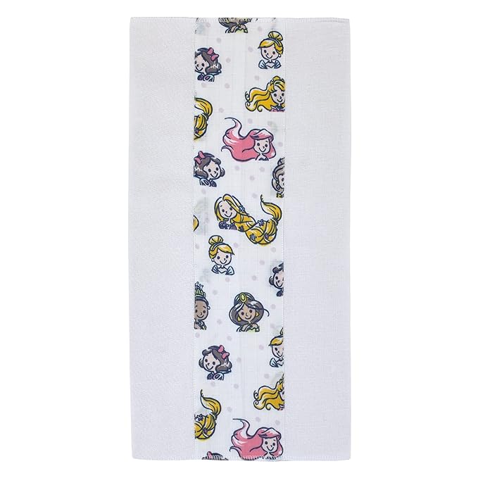 Disney Princess White, Pink, Yellow, and Aqua 2Pk 100% Cotton Muslin Burp Cloths