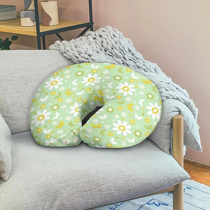 Daisy Floral Nursing Pillow Cover Stretchy Removable Cover for Breastfeeding Pillows Comfortable Slipcover for Baby Girl and Boy Fits The Original Support Pillow