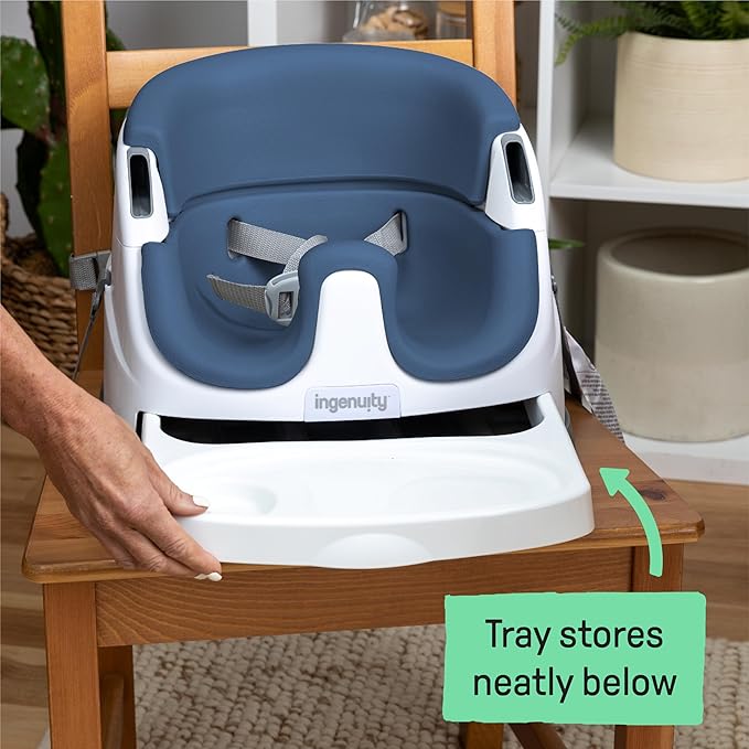 Ingenuity Baby Base 2-in-1 Booster Feeding and Floor Seat with Self-Storing Tray - Night Sky