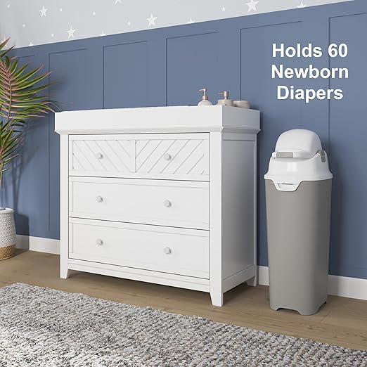 Foundations Tall Diaper Pail with Airtight Lid, Durable & Odorless Diaper Disposal, Large Capacity, Holds up to 60 Newborn Diapers, Refill with Any Bags, Baby Registry Gift - Green