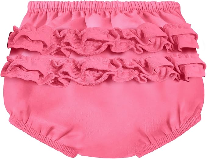 Made in USA Baby Girls Ruffle Swim Diaper Cover Reusable LeakProof for Swimming Pool Lessons Beach, Bubblegum, 3-6 mons.