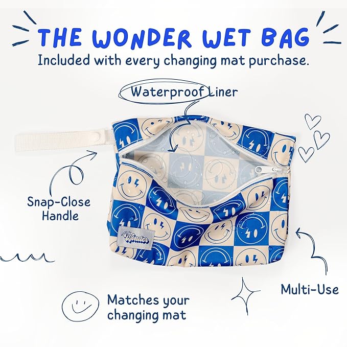 Portable Changing Mat with Reusable Waterproof Wet Bag, (16 x 30 Inches) Baby Changing Mat, Non-Toxic Changing Pad Portable Folds and Wipes Clean, Baby Changing Pad Travel (Floral)