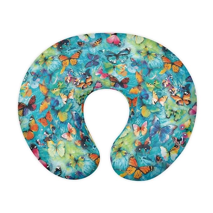 Colorful Butterfly Nursing Pillow Cover Slipcover for Breastfeeding Pillows, Colorful Butterfly Fits On Standard Infant Nursing Pillows Quick-Dry Fabric