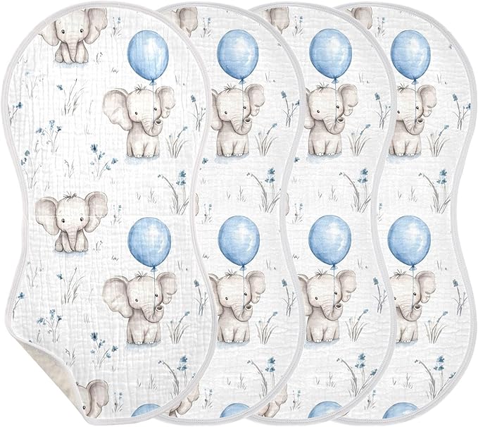 vvfelixl Muslin Burp Cloths Watercolor Painting Elephant Baby Washcloths for Baby Girl Boys 2 Pack