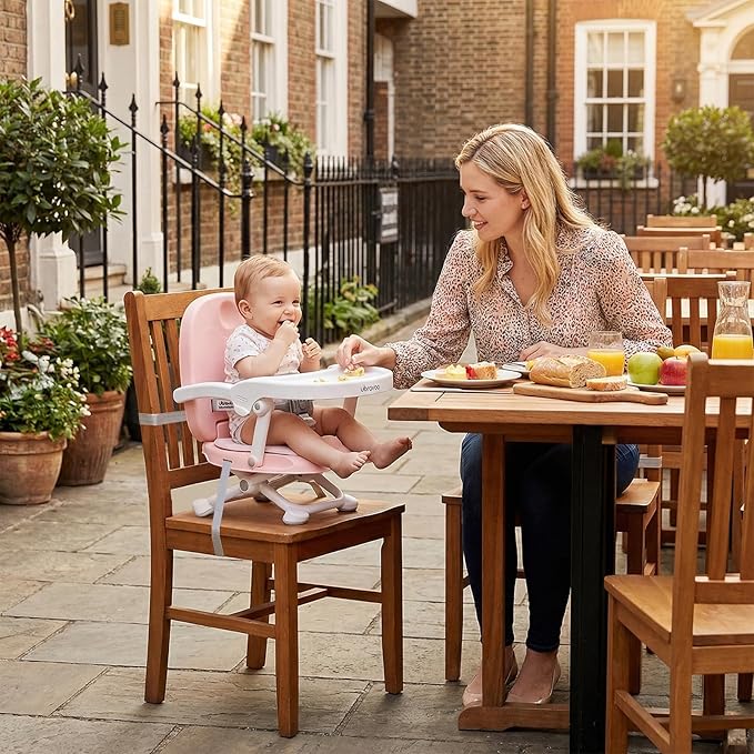 Baby Booster Seat for Dining Table with Removable Tray & Cushion, 3in1 Portable Toddler Booster Seat, 4 Height Adjustable Travel High Chair for Babies and Toddlers
