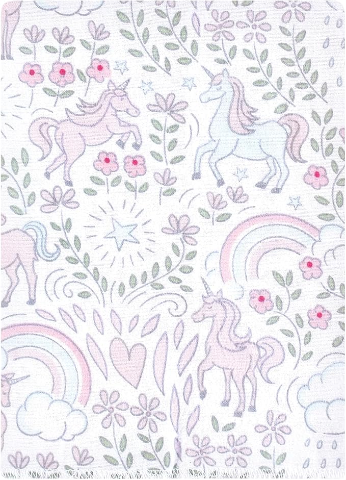 Hudson Baby Unisex Baby Flannel Burp Cloth 12pk, Dreamy Unicorn, One Size