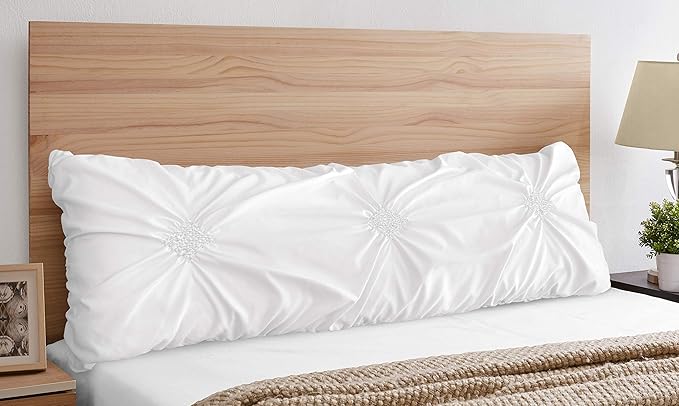 Sweet Jojo Designs Solid Color White Shabby Chic Body Pillow Case Cover for Harper Collection (Pillow Not Included)