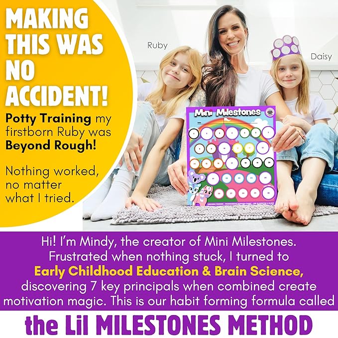 17PC Toddler Unicorns Potty Training Chart Behavior Chart for Toddlers, Potty Chart, Toddler Reward Stickers, Reward Chart for Kids, Crown & Activity Board by LIL ADVENTS Mini Milestones + eBook