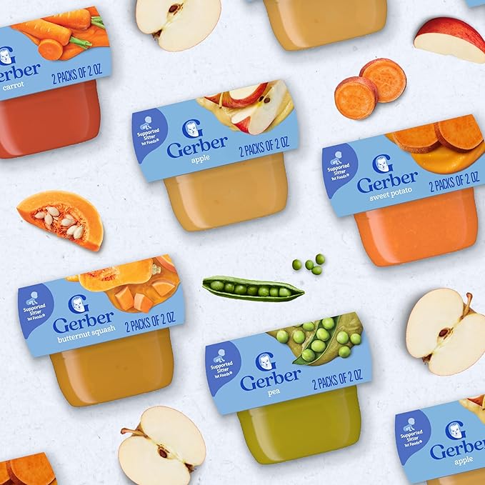 Gerber Stage 1 Baby Food, Banana Puree Tubs, No Artificial Colors or Flavors, Baby Puree, 16-Pack