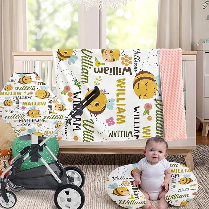 Dyoart Custom Baby Nursing Pillow Cover for Nursing, Bees Theme Removable Nursing Covers for Breastfeeding Pillows, Ultra Soft Comfortable Slipcover for Newborn Baby Boys and Girls