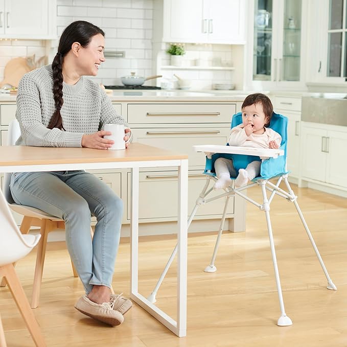 Regalo My Portable High Chair, Foldable High Chair for Babies & Toddlers, Indoor/Outdoor Baby Chair, Travel High Chair with Tray & Cup Holder, Aqua