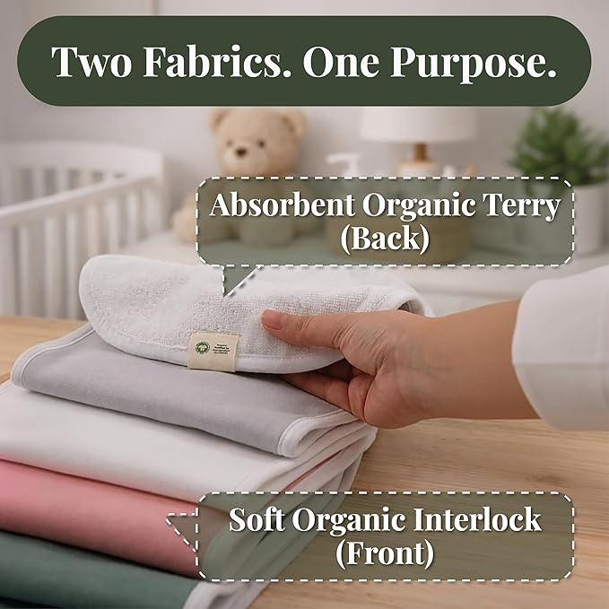 GOTS Organic Cotton Burp Cloths Baby Boy & Girl – 3 Pack Organic Cotton Burp Cloth for Babies, Soft & Plush Long Stable Turkish Cotton for Newborn, Baby Essentials (Blush Mist Collection)