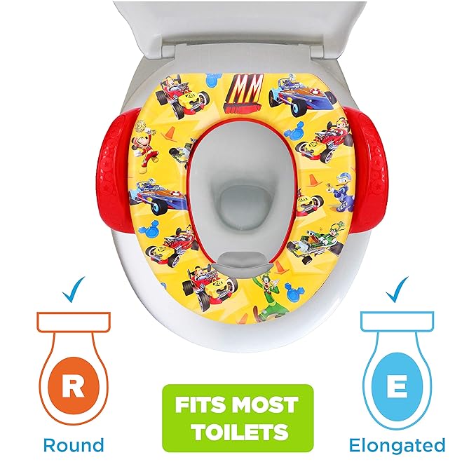Disney Mickey Mouse "Track Adventures" Soft Potty Seat and Potty Training Seat - Soft Cushion, Baby Potty Training, Safe, Easy to Clean