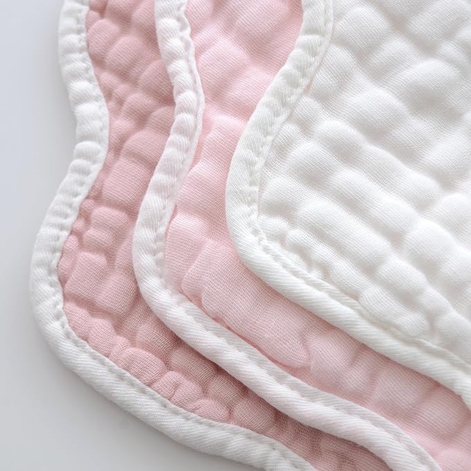 MUKIN Soft Cotton Muslin Baby Bibs 6 Pack | Adjustable Snap Closure for Newborns| Absorbent for Drooling, Teething & Feeding