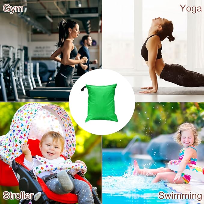 uxcell 2 Pcs Wet Dry Bags, 16" x 20" Waterproof Travel Bags with Two Zippered Pockets, Gym Bag for Beach Pool Swim Suit and Wet Clothes Green