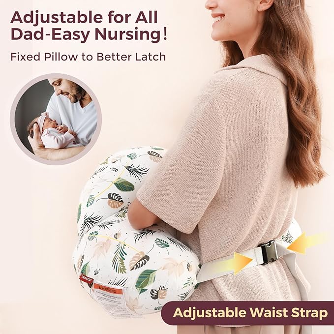 Momcozy Innovative Safety Guard Nursing Pillow for Breastfeeding- Wider Feeding Pillows for More Support for Mom & Baby- Easier Nursing & Hand Free- Fit for All, Removable Cotton Cover