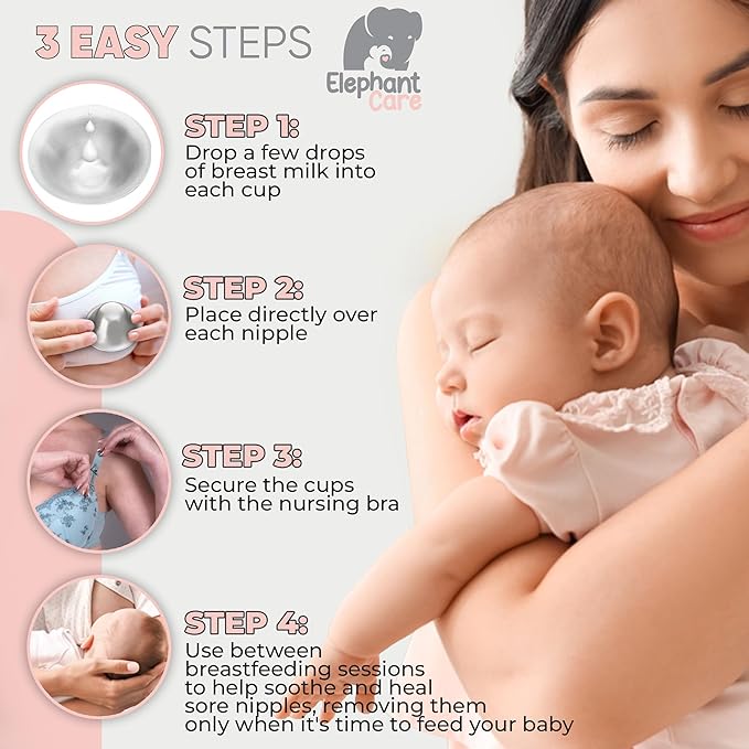 Elepahnt Care - Nipple Shields for Breastfeeding – Soft Silicone Protection for Cracked or Painful Nipples – Helps Baby Latch – Breastfeeding Essentials for New Moms – Includes Case