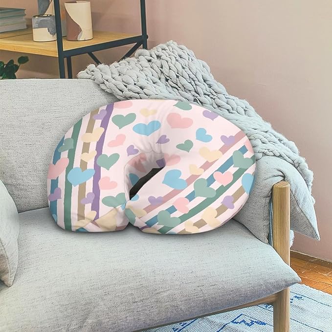 Pink Heart Nursing Pillow Cover, Ultra Soft Breastfeeding Pillows for Baby Boys Girls, Removable and Washable Baby Support Cover Fit for Most Standard Nursing Pillow