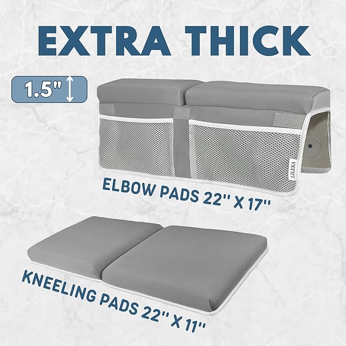Baby Bath Kneeler and Elbow Rest Pad Set - Non-Slip Quick Dry Bath Kneeling Pad and Bath Elbow Rest Pad with Pockets for Baby Bath Essentials