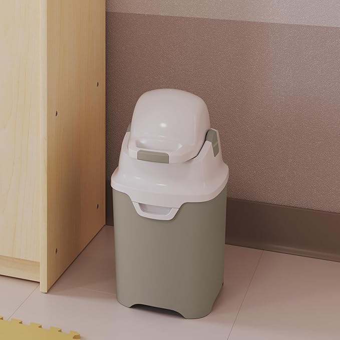 Foundations Mini Diaper Pail with Airtight Lid, Durable & Odorless Diaper Disposal, Large Capacity, Holds up to 30 Newborn Diapers, Refill with Any Bags, Baby Registry Gift - Sand