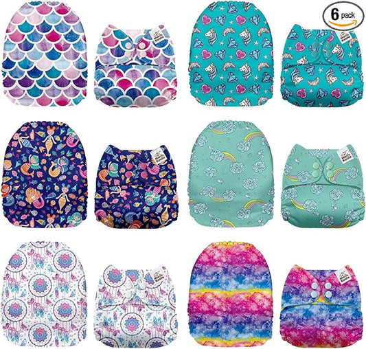 Mama Koala 1.0 Cloth Diapers for Babies, 6 Pack Pocket Shell Only (NO Inserts) - One Size Washable and Reusable Pocket Diapers for Newborns and Toddlers - 160023