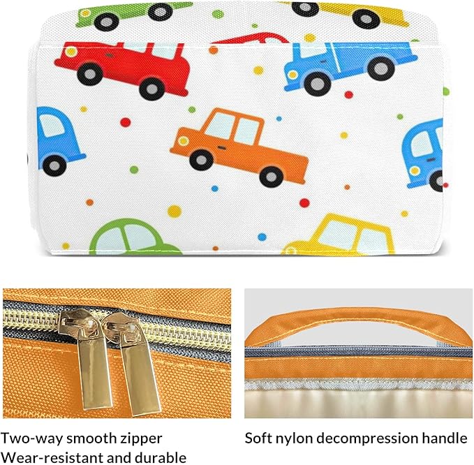 Cute Trucks Cars Vehicles Diaper Bag Backpack Multifunction Bags with Changing Pad Unisex Stylish Travel Back Pack Nappy Custom Bag for Moms Dads
