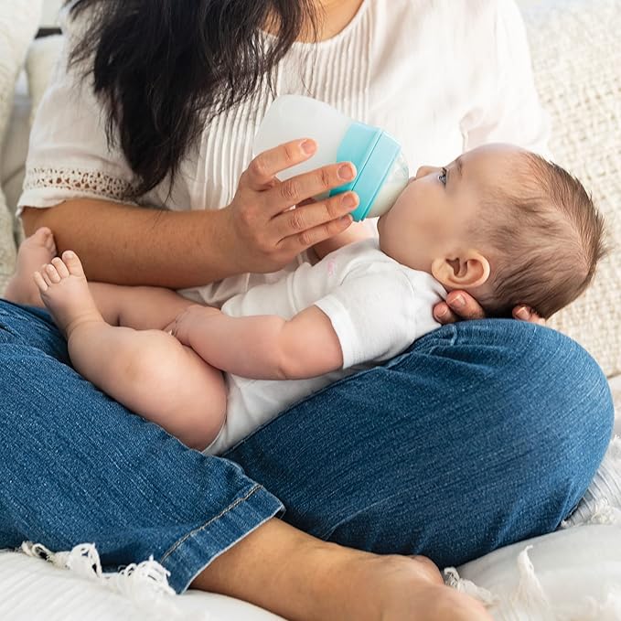 Tiny Twinkle Silicone Baby Bottle with Comfort Grip and Soft Flexible Nipple - Squeezably Soft Baby Bottles for Newborn and Up (Mint, 6 Ounce)