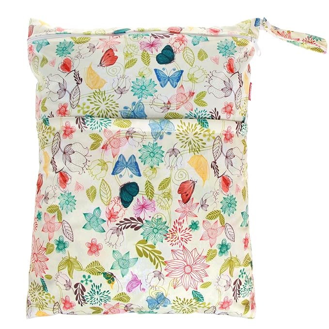 Damero 3pcs Pack Wet Dry Bag for Cloth Diapers Daycare Organizer Bag, Jungle