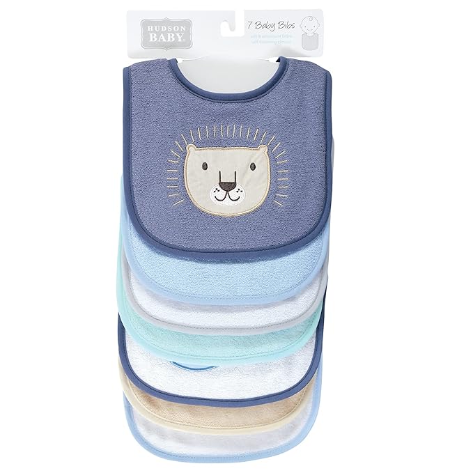 Hudson Baby Unisex Baby Cotton Terry Drooler Bibs with Fiber Filling, Wild One, One Size