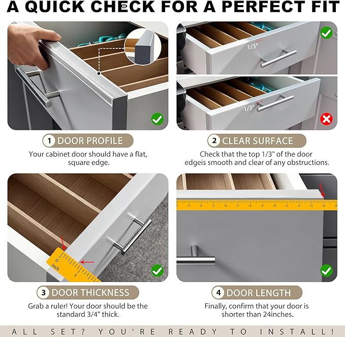 4pcs Cabinet Door Protector, Plastic Edge Protector Trash Drawer Protector Edge Guard, Slip on Protectors for Cabinets– 3/4" Thick, 24" Length, Prevent Wear, Chipping, Discoloration